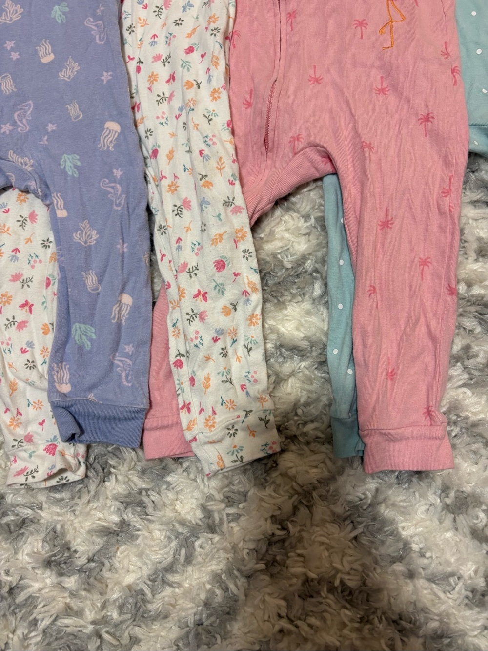 Carter's Purple, Pink, White & Teal Floral and Tropical Pajama Set - Picture 4 of 4